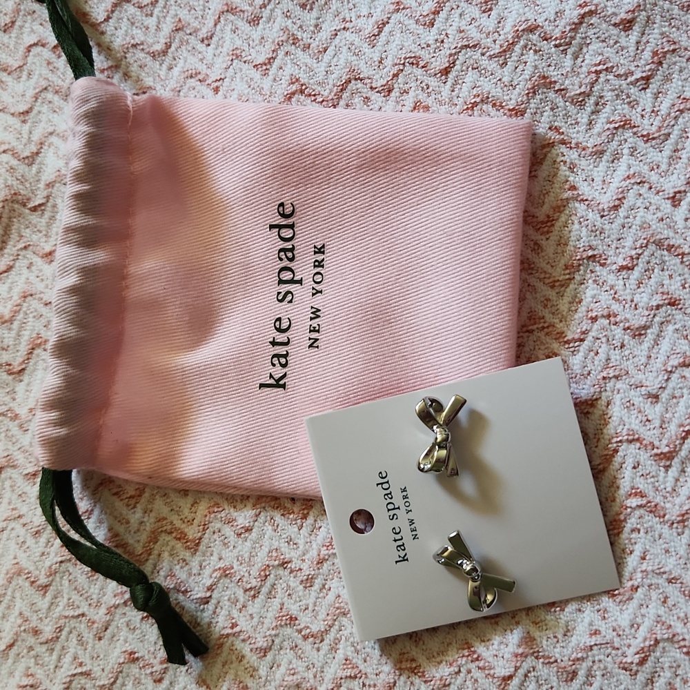 Kate Spade Silver Toned Bow Stud Earrings - NWOT